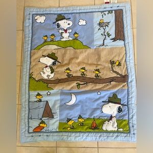 Lambs & Ivy embroidered Snoopy quilt and microfleece baby blanket